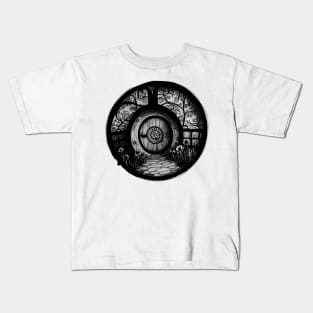 Round Door II - Black and White - Fantasy Kids T-Shirt